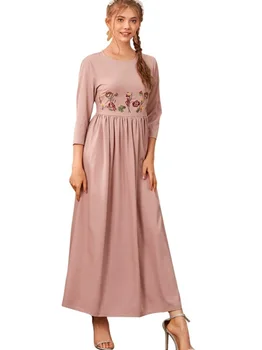 Мароко Рокля За Жените Бродерия На Цветя Abayamuslim Мода Дубай Abayas Diamond Колан Кафтан Елегантна Вечерна Рокля Vestidos Пролет