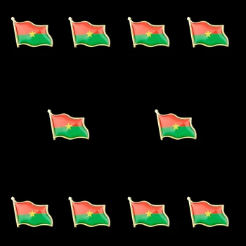 10 бр./лот, Национален флаг Буркина Фасо, Герб, Позлатени епоксидни флаг на страната, Карфици с ревери, Брошки