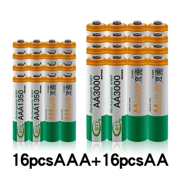 100% чисто нов 1.2 AA 3000 mah NI-MH батерия + AAA батерия 1350 mah Акумулаторна батерия NI-MH 1.2 AAA батерия