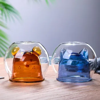 140 мл сладък животни чаша с двоен стъклопакет кафеена чаша творчески мечка котка чаша сок от чаша мляко за закуска