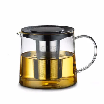 1500 мл голям капацитет прозрачен Стъклен чайник, Кафе машина, чайник, кана за приготвяне на чай от неръждаема стомана контейнер с топъл Китайски чай