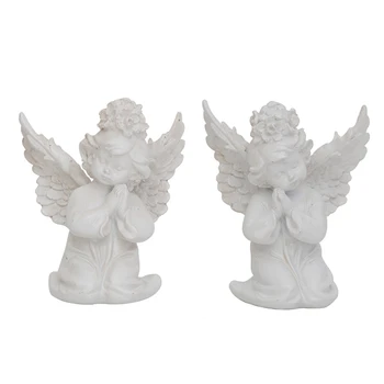 2 елемента Смола Бял Мислещ Ангел Статуя Скандинавски Творчески Дом на Работния Плот вътрешна Украса на Подарък