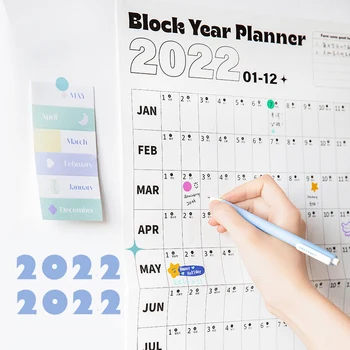 2022 365 Календари Кавайный Хладно планиране на Календар със Стикери, с монтиран на стената си График, Тактова Офис Дневния ред Подарък за Нова Година