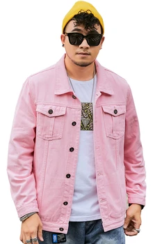 2022 пролет-есен нова мъжки розова деним яке, модни и ежедневни свободна памучен деним яке, мъжки и дамски дрехи