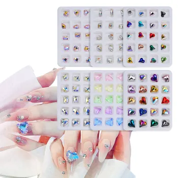 20pcs 3D Стъкло Сърцето Украса За Дизайн на Ноктите Смесени Кристали и Цветя за Окачване на Бижута, Скъпоценни Перли САМ Камъни и Аксесоари За Дизайн на Ноктите