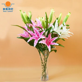 4 бр. букети изкуствени цветя, букети от цветя, лилии цветни букети, букети с цветя и 1 бр. имат две цветя и една пъпка