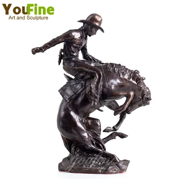 41,5 см Бронзова Статуя на Кон Бронз Фредерик Ремингтон, Выращивающий Кон, Скулптура и Художествени Статуи За Украса на Офис, Занаяти