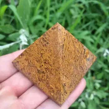 5 см Натурален златна коприна нефритовая пирамида натурален скъпоценен камък crystal енергийно изцеление