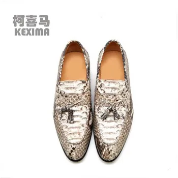KEXIMA CWV/мъжки обувки от змийска кожа, мъжки обувки от кожа на питон, пролетна мода офис мъжки обувки за почивка