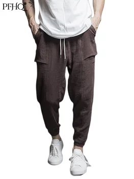 PFHQ Двуслойни Набръчкана Контрастни панталони размер Плюс размера на Плюс, мъжки Пролетно-Есенни Нови Модни Ежедневни Панталони-молив 21Q2082