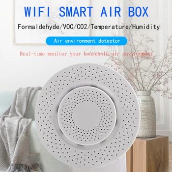 Sasha Wifi Smart Air Box Сензор за Температура И Влажност на въздуха Въглероден Диоксид Благородна Автоматична сигнализация за Откриване на Формалдехид ЛОС