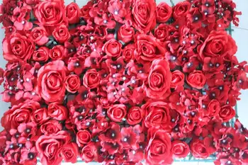 SPR Безплатна Доставка-червен-5 бр./лот, ЧЕРВЕНА изкуствена коприна роза, цвете стена, сватбен фон, косене на трева/стълб, на път, украса на пазара