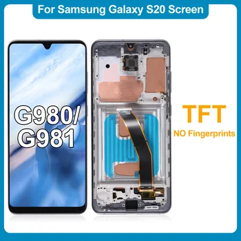 TFT LCD дисплей За Samsung Galaxy S20 SM-G980F/DS Дисплей Сензорен екран с рамка Без пръстови отпечатъци За Samsung S20 5G SM-G981F SM-G981B