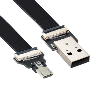 USB 2.0 Type-A Мъжки към Micro USB 5Pin Съединители за трансфер на данни Плосък Тънък Кабел за спк стартира строителни FPV