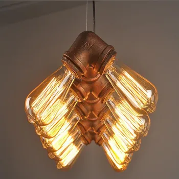 Американският промишлен таванско помещение Водопровод Steampunk Реколта висящи лампи за хранене, Бар ръжда/черен окачен лампа за декорация на дома