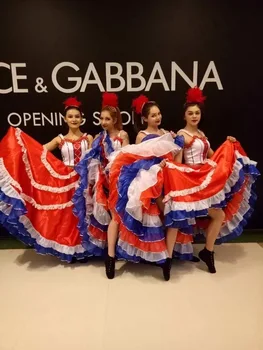 БЕЗПЛАТНА доставка на Френския Канкан танц 360 пола сценичното обличам Секси Откриването на танцови рокли Кралят костюм