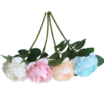 Божур с една глава имитация на цвете, домашен декор сухи цветя сватбени рози есенния декор изкуствени цветя офис декор