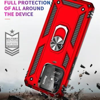 Двуслойни Твърд Калъф за телефон Xiaomi Redmi 10В Redmi10c, Противоскользящий Метален Пръстен Калъф за Носене Redmi 10В