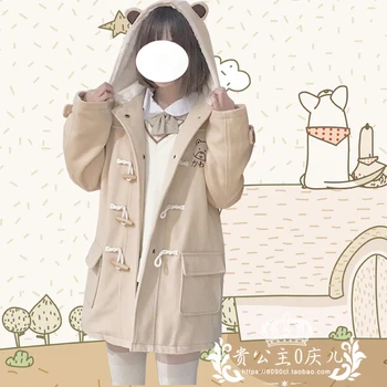 Есенно-зимния японското хубаво палто в стил лолита със сладка бродерия плюс бархатное вълна палто за влюбени kawaii момиче loli палто cos