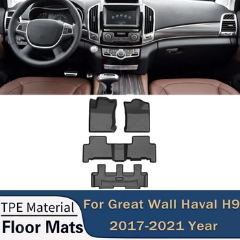 За Great Wall Haval H9 2017-2021 7-местни автомобилни постелки за пода при всякакви метеорологични условия подложки за краката от ТПЭ Без мирис Подложка за тава Аксесоари за интериора