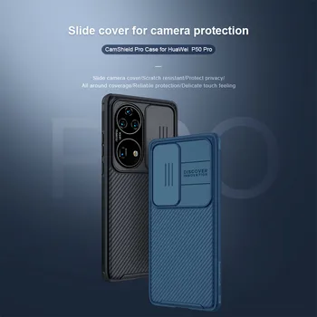 За Huawei P50 Pro NILLKIN CamShield Pro Калъф Защитете Фотоапарата с Плъзгащ се Капак на Задната Обвивка PC + TPU Матиран