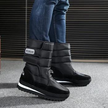 Зимни нови мъжки и женски нескользящие непромокаеми зимни обувки за влюбени, къса удебелена топли зимни обувки в тръбни памучни обувки