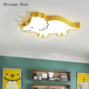 Карикатура творчески динозавър тавана лампа детска градина момче спалня, детска стая, лампа прекрасен цвят Триъгълник дракон тавана лампа