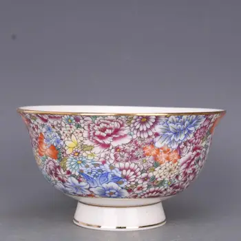 Китайската Фамильная Роза Порцеланови Цветя Цъфтят Дизайн на Чашата е 5.2-инча