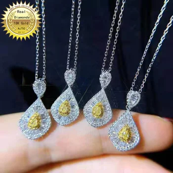 Колие от 18-каратово злато с натурален жълт диамант 0,45 карата с бели диаманти колие H-M06