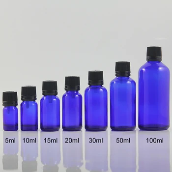 контейнер 100ml празен козметични, стъклени обгръщащ контейнери етерично масло сини козметична бутилки опаковка