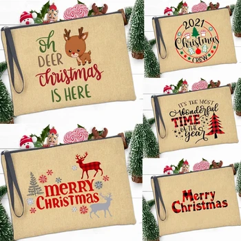 Косметичка за Коледни шоколадови Бонбони за многократна употреба подаръчни комплекти Чанта на Дядо Коледа опаковка с нулеви отпадъци подарък чанта Коледна Чанта с Цип Паричен Чанта