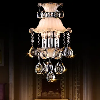 Малки кристални висящи лампи европейски стил кристален лампа висок клас луксозен ресторант пасаж лампата на верандата лампа вход LU80494