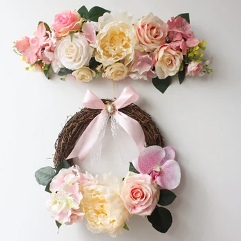 Моделиране венец роза, Хортензия венец праг на изкуствени цветя, венец направи си САМ сватбена начало декор врати праг на цветя подарък