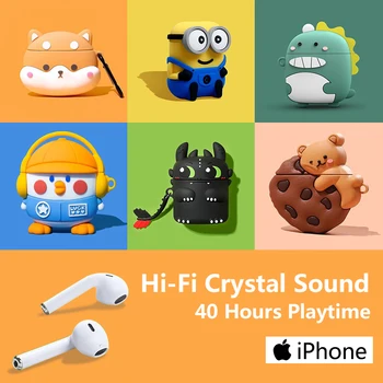 Мультяшные Сладки Слушалки за iPhone Безжични Слушалки Apple 12 Pro Max 11 XR Air Шушулките Pro 1 / 2 / 3 Слушалки, Съвместими с Bluetooth