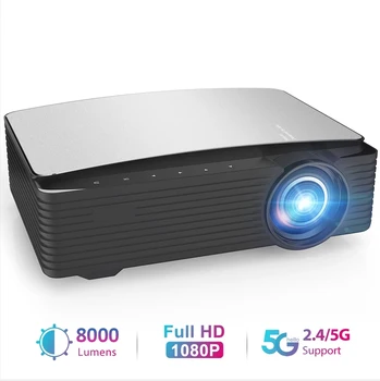[Нов проектор с висока яркост 1080p Full HD] 2021New Дизайн 8000 Висока яркост Native 1080p Full HD, 4K led LCD проектор за дома