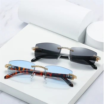 Нова тенденция квадратни слънчеви очила с диамант покритие за жени, хит на продажбите, модни очила UV400 за шофиране, улични очила за подиум