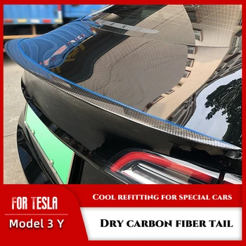Отнася се за tesla tesla model 3 carbon fiber dry tail Y суха спойлер от въглеродни влакна ковано горното крило аксесоари за модернизация