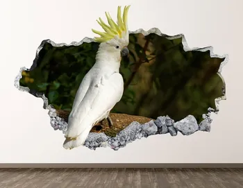 Стикер За Стена с Папагала - Птица 3D Разби Стенни Художествена Стикер Декор За Хола Винил Домашен Плакат На Поръчката Подарък KD807